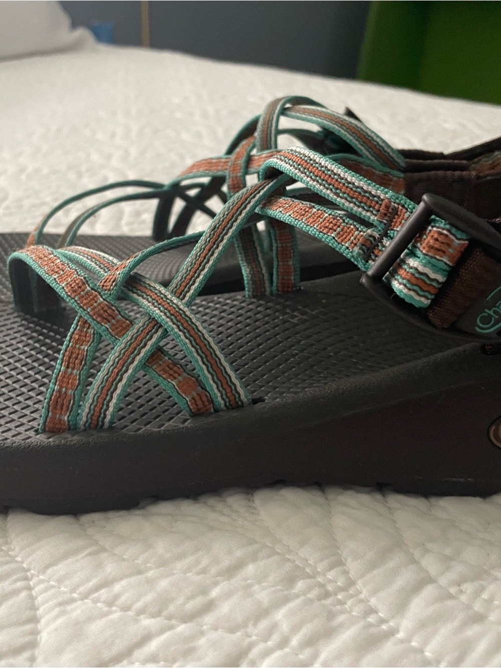 Chaco Womens Sandals Teal Brown Black Strappy Sport - Picture 3 of 3